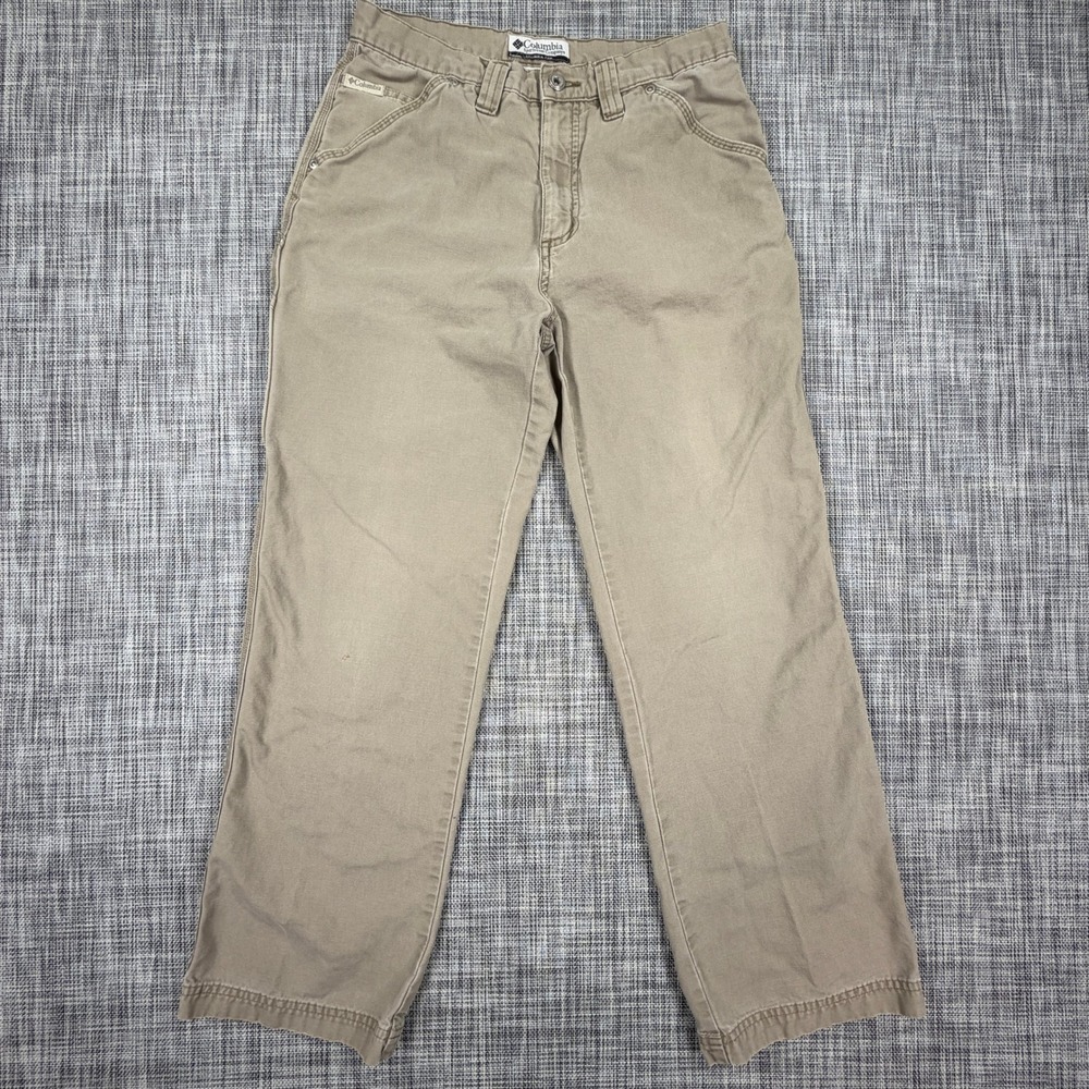 Columbia Mens Carpenter Pants 30x30 Tan Cotton Canvas Straight Leg Workwear